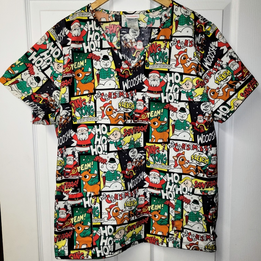 Rudolph Scrub Top Xmas